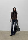 Wood fading bootcut denim pants