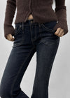 Wood fading bootcut denim pants