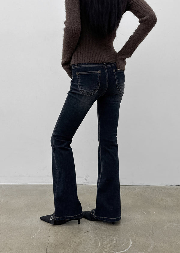Wood fading bootcut denim pants