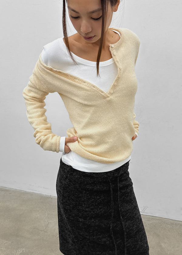 [MADE] Renov Wool Henley Neck Knit