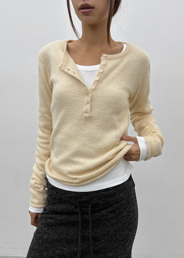 [MADE] Renov Wool Henley Neck Knit