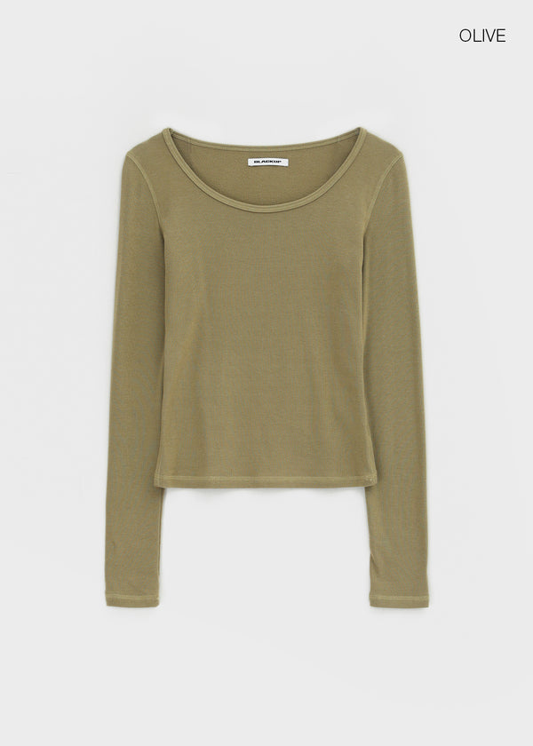 [MADE] Libra Stitch Fleece-Lined U-Neck Long Sleeve Tee (Available as a set)