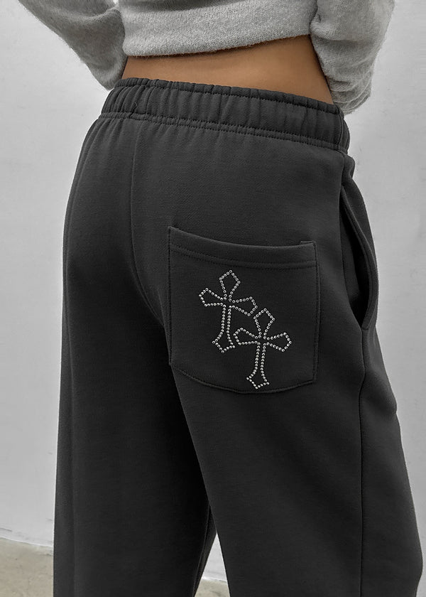 [MADE] Ash Fleece-Lined Hotfix Elastic Waist Pants
