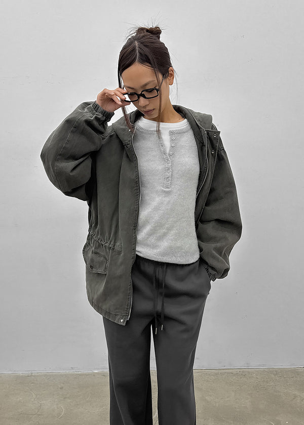 Quantum Vintage High-Neck Hooded Field Jacket