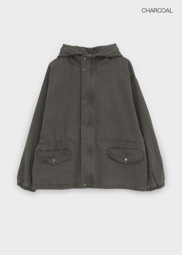 Quantum Vintage High-Neck Hooded Field Jacket