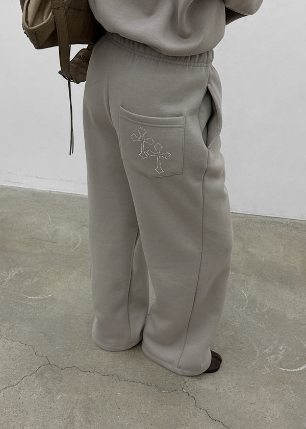 [MADE] Ash Fleece-Lined Hotfix Elastic Waist Pants