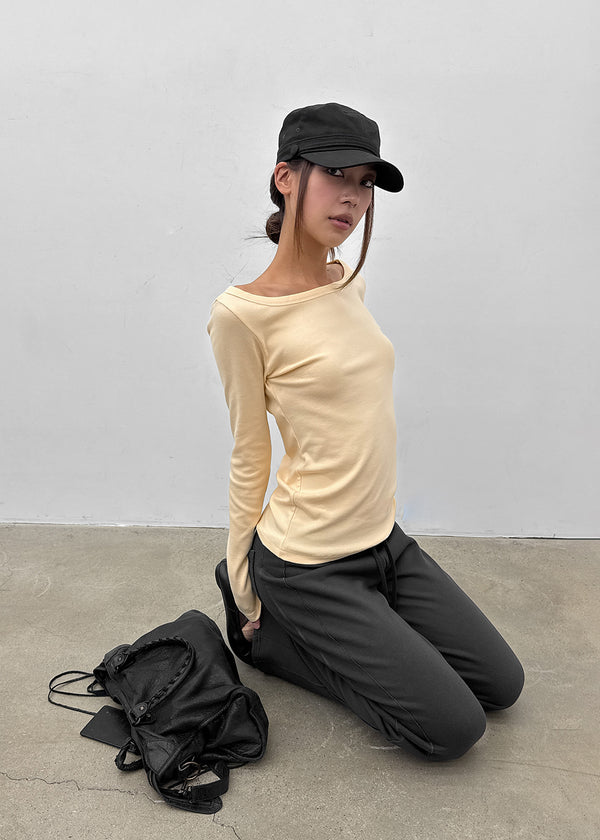[MADE] Four-Hand Boat Neck Long Sleeve Tee