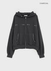 (UNISEX) Fahrenheit Studded Two-Way Zip-Up Hoodie