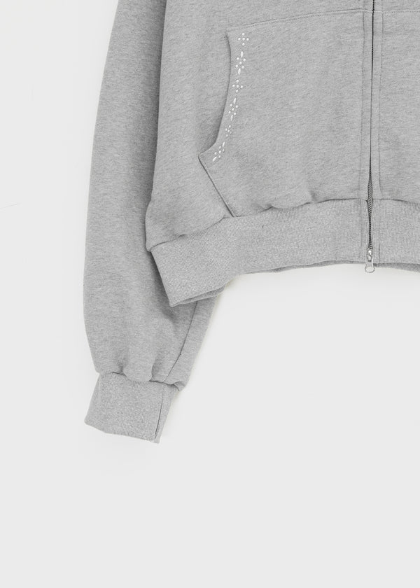 (UNISEX) Fahrenheit Studded Two-Way Zip-Up Hoodie