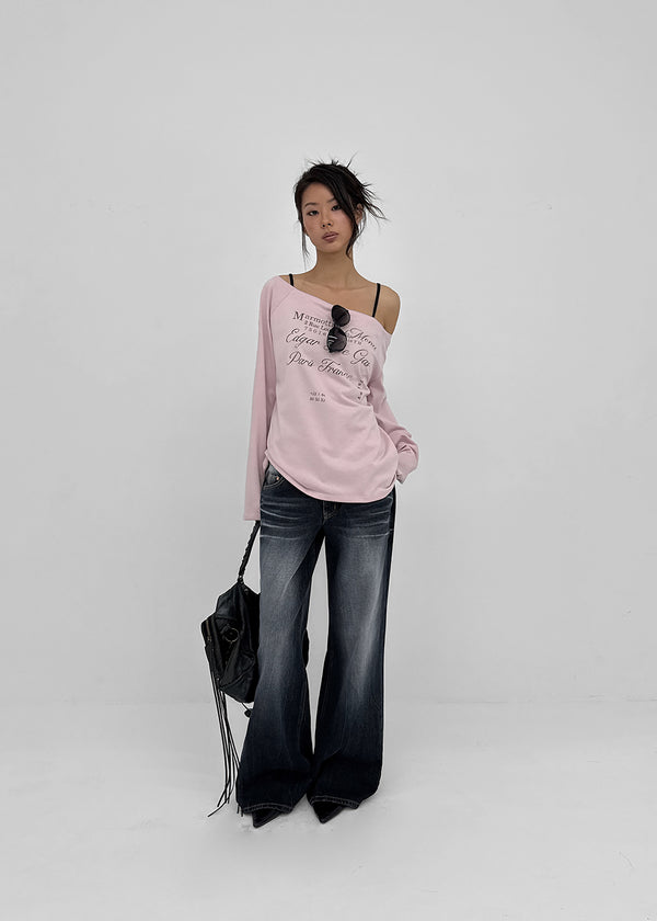 Tip Girl Low-waisted Straight Wide Denim Pants