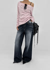 Tip Girl Low-waisted Straight Wide Denim Pants