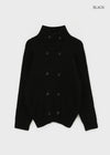 Double-button high-neck wool knit cardigan