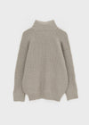 Double-button high-neck wool knit cardigan