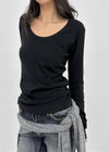 [MADE] Four-hand U-neck Long Sleeve Tee