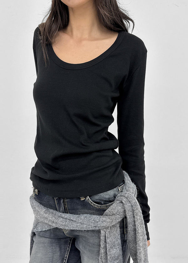[MADE] Four-hand U-neck Long Sleeve Tee
