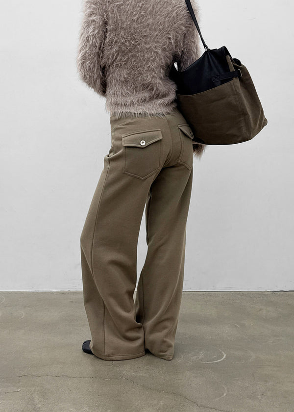 [MADE] Polnen Brushed Straight Back Pocket Elastic Pants