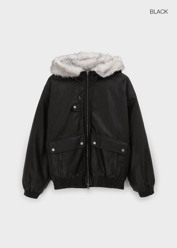 [MADE] Romkun Reversible Hooded Fur Leather Jumper