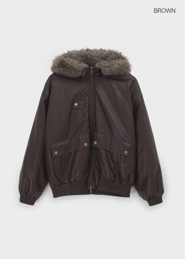 [MADE] Romkun Reversible Hooded Fur Leather Jumper