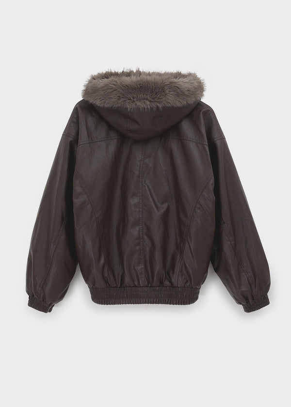 [MADE] Romkun Reversible Hooded Fur Leather Jumper