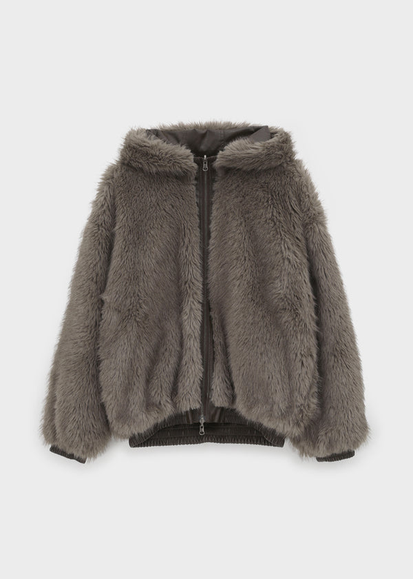 [MADE] Romkun Reversible Hooded Fur Leather Jumper