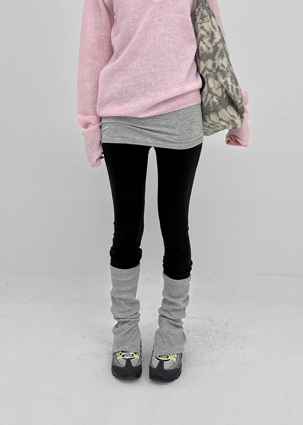 Nine Four Ribbed Slit Warmer Leggings