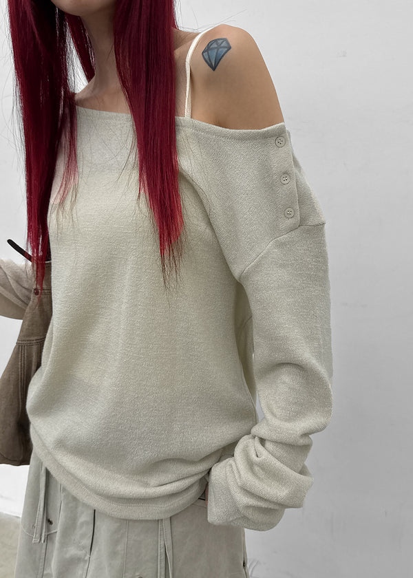 [MADE] Rubeon Knit Button Long Sleeve Tee