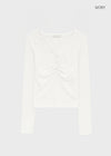 Jade Shirred Staff Long Sleeve Tee