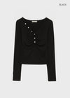 Jade Shirred Staff Long Sleeve Tee