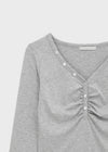 Jade Shirred Staff Long Sleeve Tee