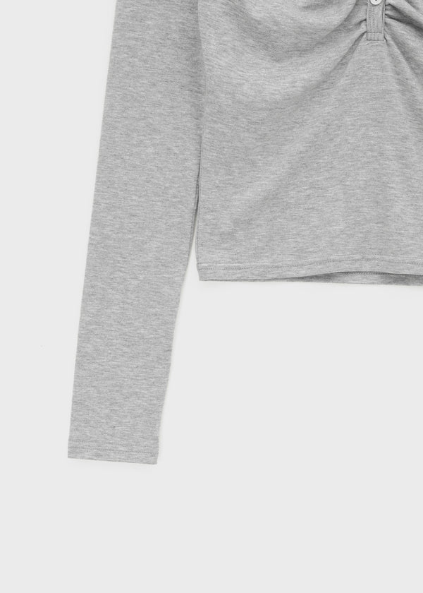 Jade Shirred Staff Long Sleeve Tee