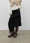Rit asymmetrical shirred midi skirt