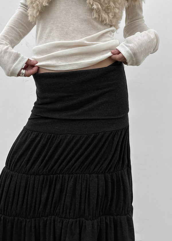 Rit asymmetrical shirred midi skirt