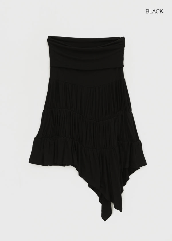 Rit asymmetrical shirred midi skirt