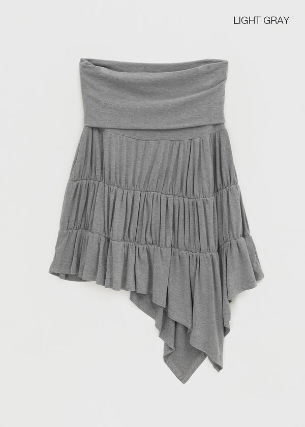 Rit asymmetrical shirred midi skirt