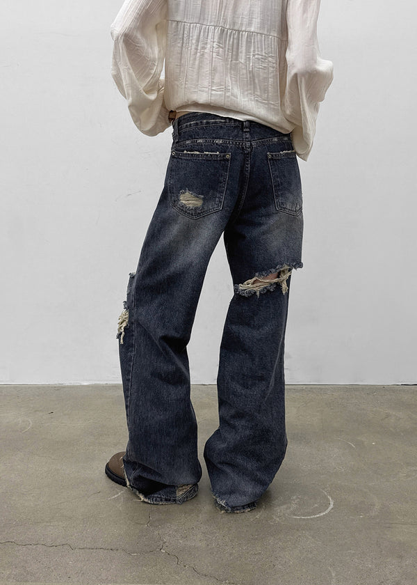 Kent Damaged Loose Fit Denim Pants
