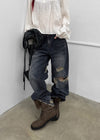 Kent Damaged Loose Fit Denim Pants