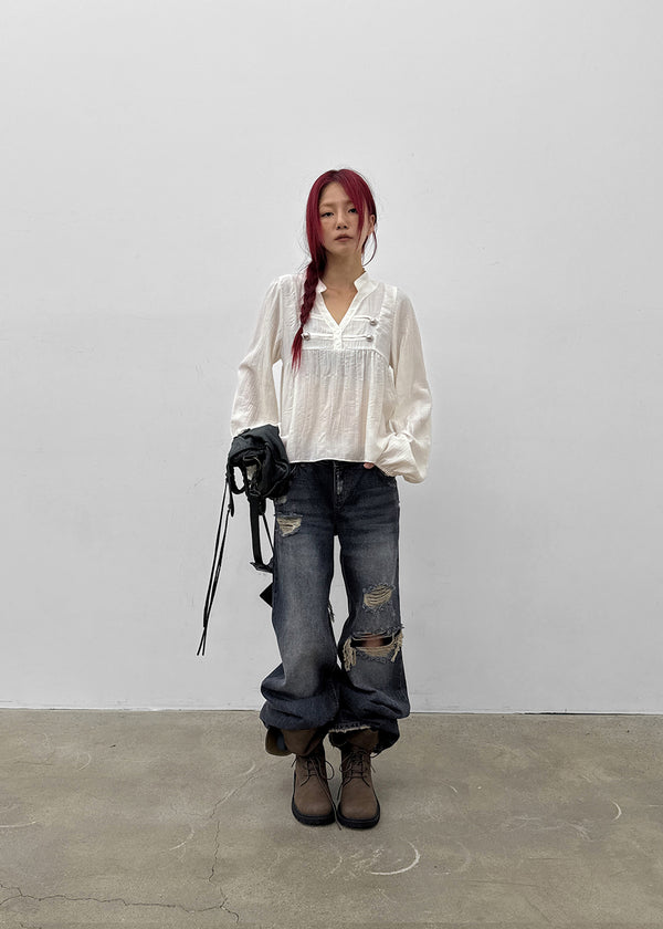 Kent Damaged Loose Fit Denim Pants