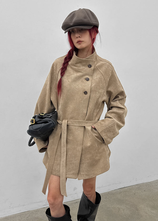 Breto high-neck suede jacket