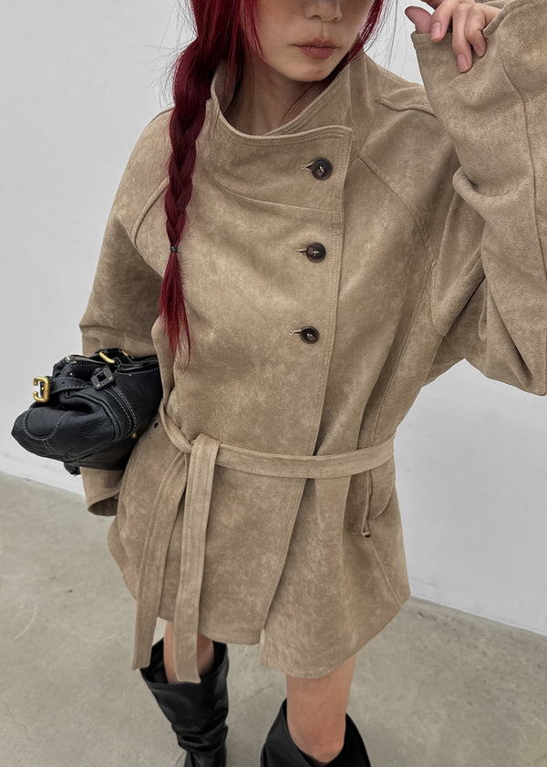 Breto high-neck suede jacket