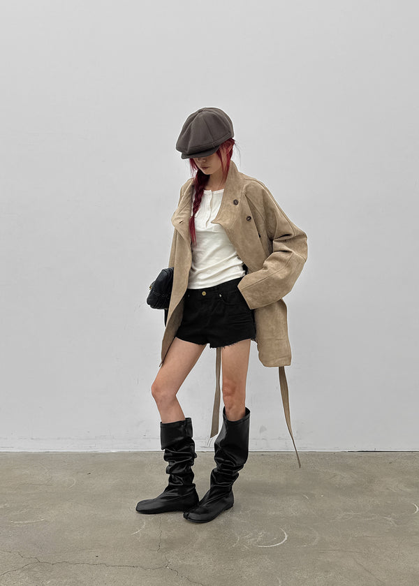 Breto high-neck suede jacket