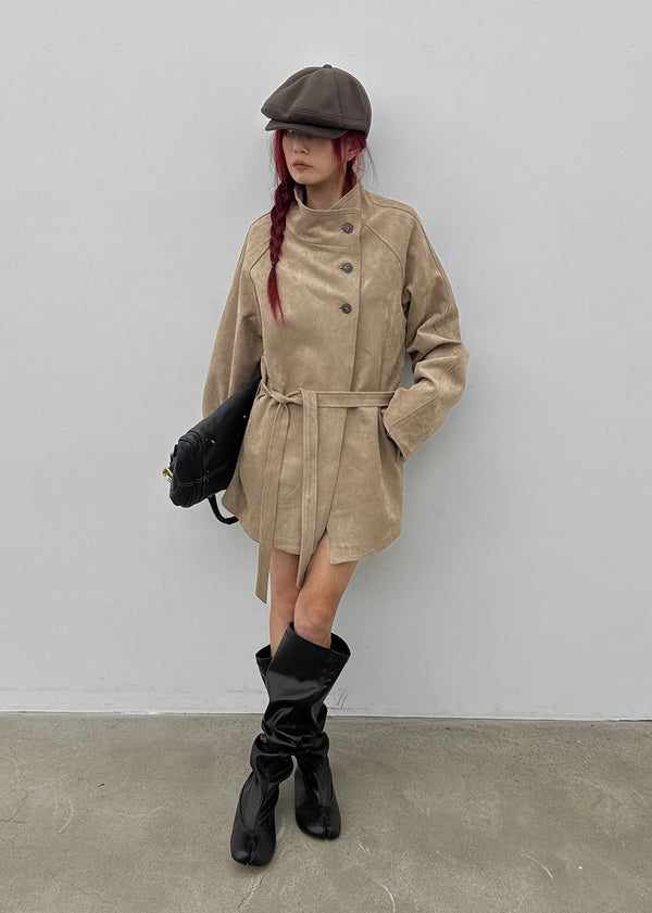 Breto high-neck suede jacket