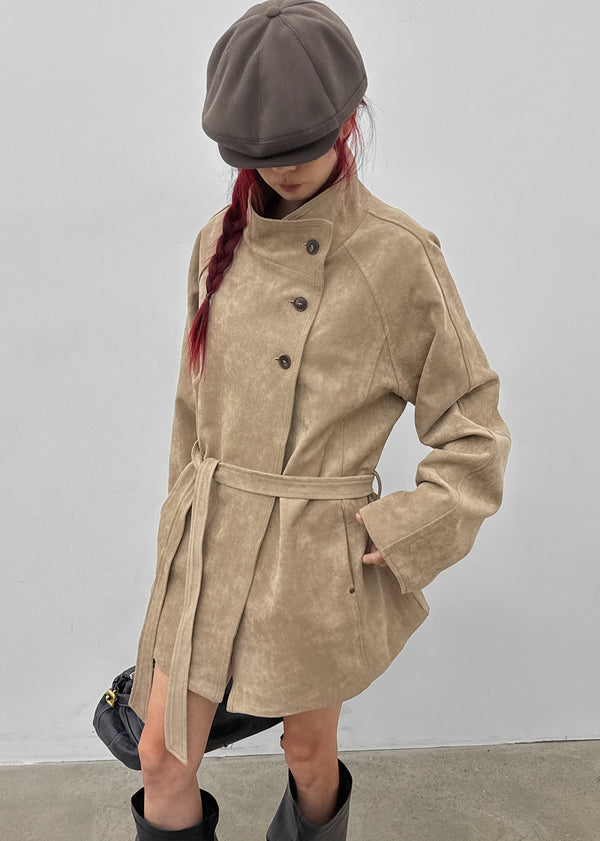Breto high-neck suede jacket