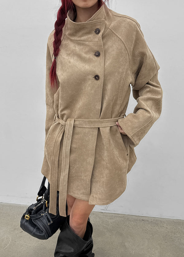 Breto high-neck suede jacket