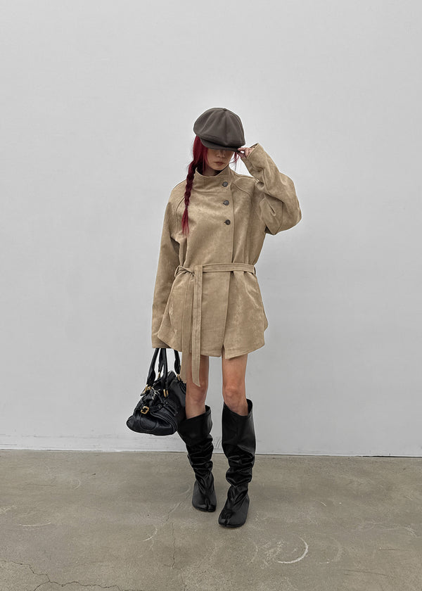 Breto high-neck suede jacket