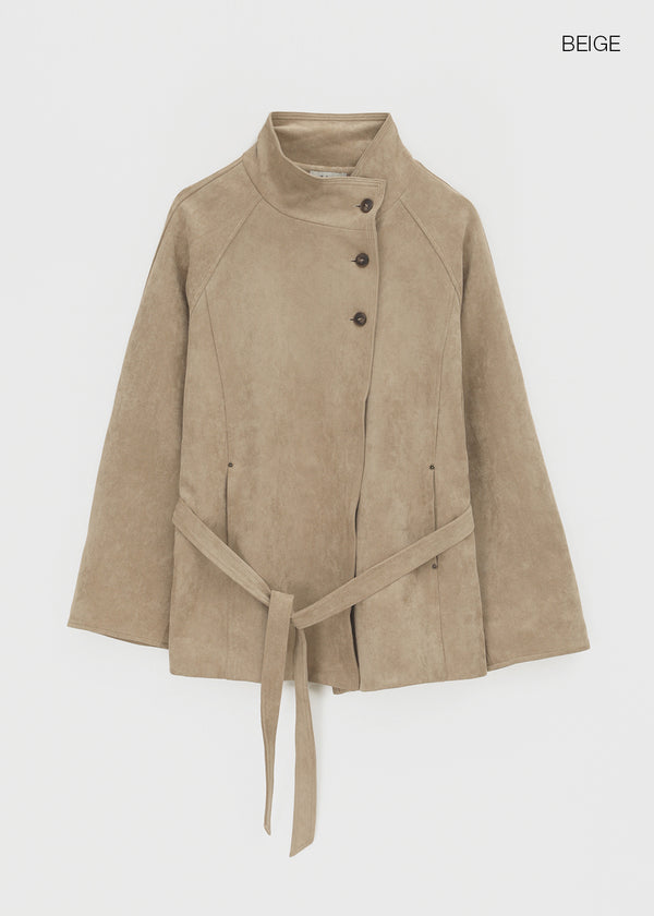 Breto high-neck suede jacket