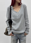 [MADE] Sadney Loose Fit Henley Neck Long Sleeve Tee
