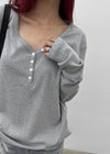 [MADE] Sadney Loose Fit Henley Neck Long Sleeve Tee