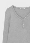 [MADE] Sadney Loose Fit Henley Neck Long Sleeve Tee