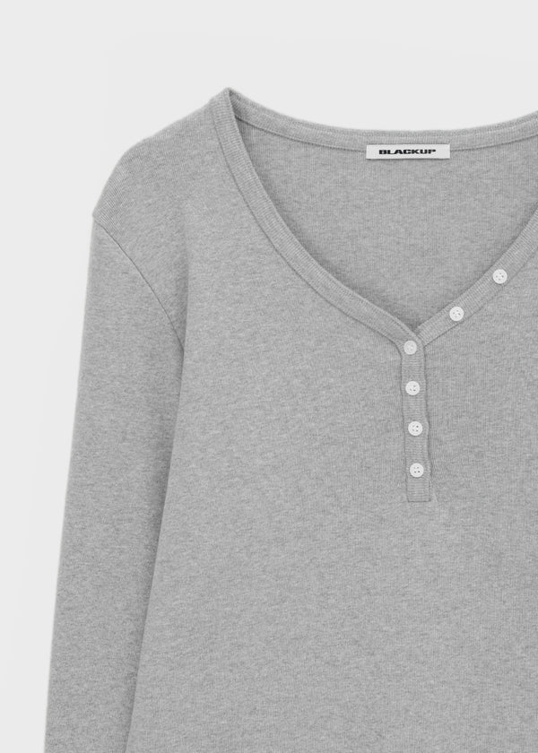 [MADE] Sadney Loose Fit Henley Neck Long Sleeve Tee