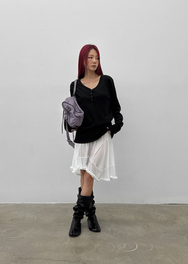 [MADE] Sadney Loose Fit Henley Neck Long Sleeve Tee